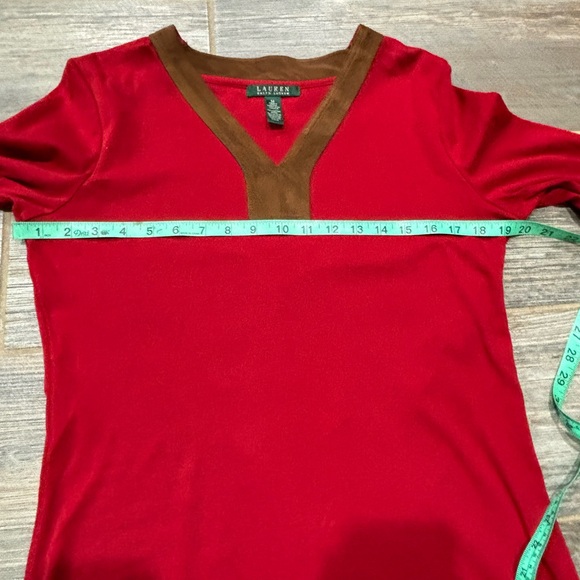 Great Piece!  Lauren Ralph Lauren 3/4 Sleeve Tunic w/faux suede trim! Medium - Picture 5 of 10